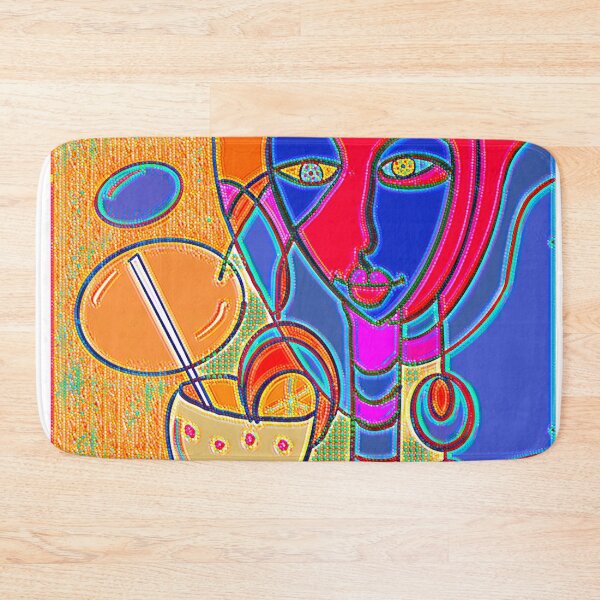 Item preview, Colourful Cocktail lady with long neck, dark blue.  designed and sold by NatanDesigns.