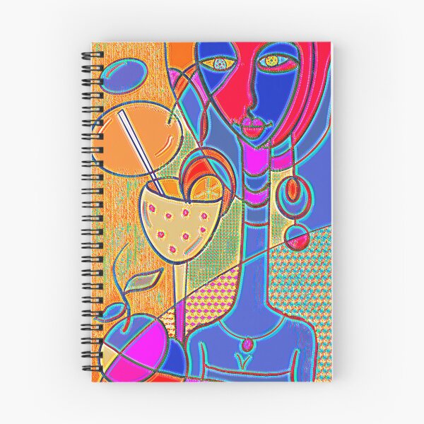 Item preview, Colourful Cocktail lady with long neck, dark blue.  designed and sold by NatanDesigns.