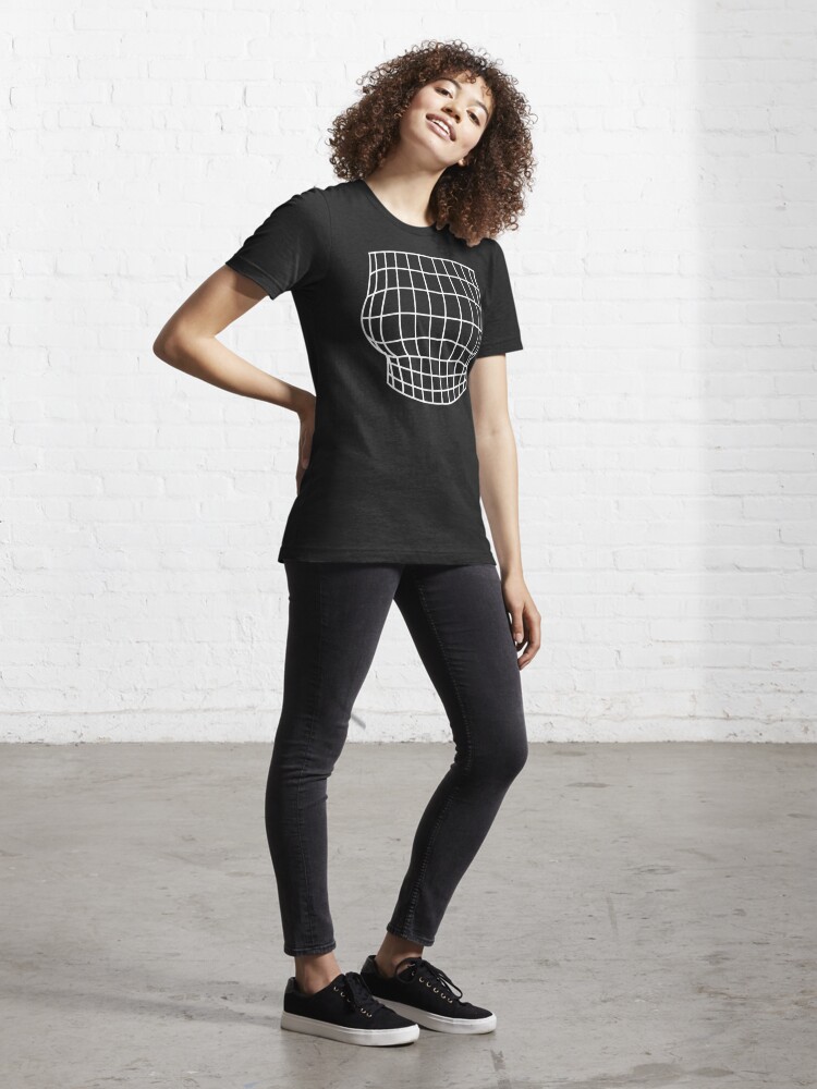 Grid Optical Illusion Large Bust Size Well Endowed Flat T-Shirt