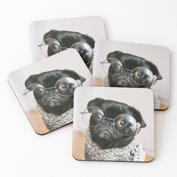 Item preview, Hipster Pug wearing glasses designed and sold by MindChirp.