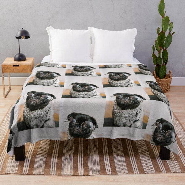 Item preview, Hipster Pug wearing glasses designed and sold by MindChirp.
