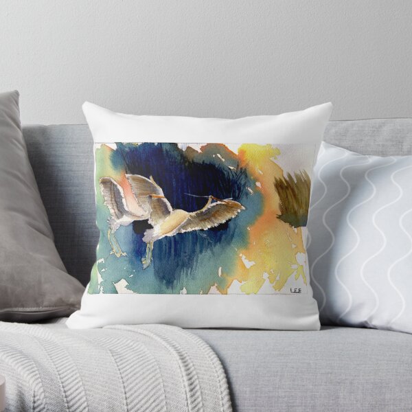 Watercolor egrets Throw Pillow