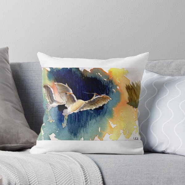Watercolor egrets Throw Pillow