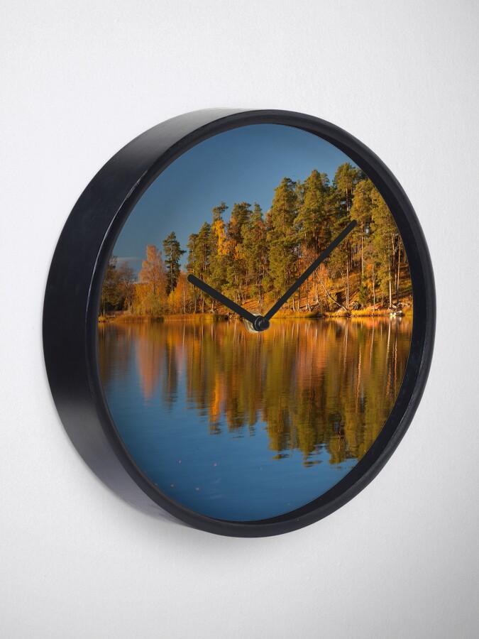 Thumbnail 2 of 4, Clock, Autumn lake designed and sold by guffa-com.