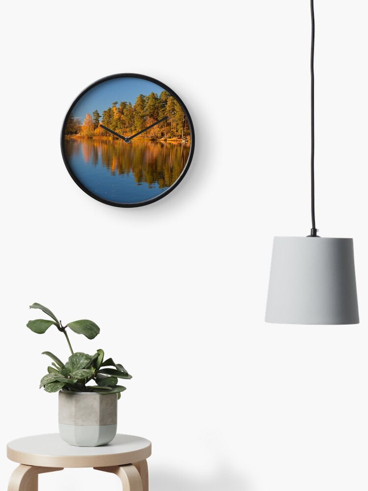 Thumbnail 1 of 4, Clock, Autumn lake designed and sold by guffa-com.