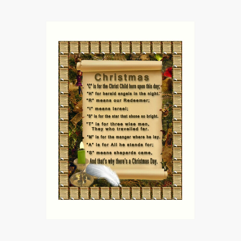 meaning-of-c-h-r-i-s-t-m-a-s-picture-art-print-for-sale-by-rapture777-redbubble for Free Printable My First Christmas In Heaven Poem ☆ MEANING OF C-H-R-I-S-T-M-A-S PICTURE •*¨)☆