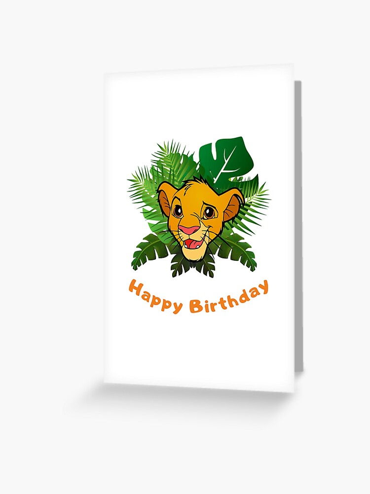 Carte De Vœux Joyeux Anniversaire Roi Lion Simba Par Rotembutzian Redbubble