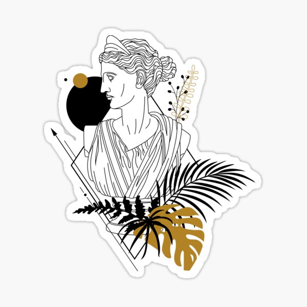 Artemis (Diana). Creative Illustration In Geometric And Line Art Style Sticker
