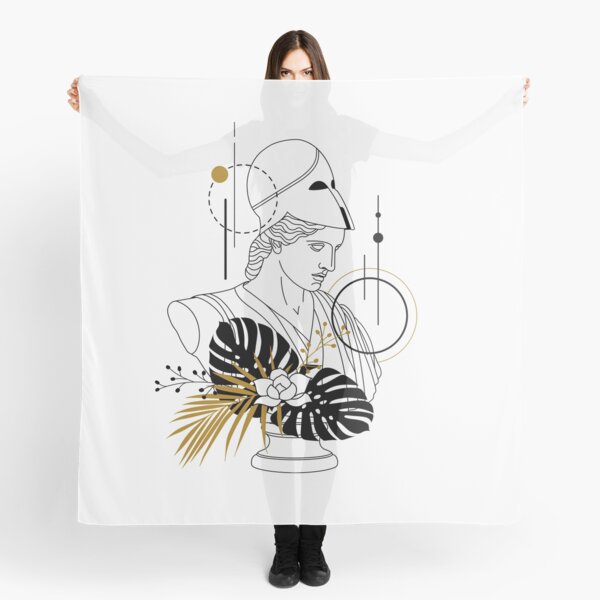 Aperçu de l'œuvre Athéna (Minerve). Illustration créative dans un style géométrique et d'art en ligne créée et vendue par Sloth Astronaut.