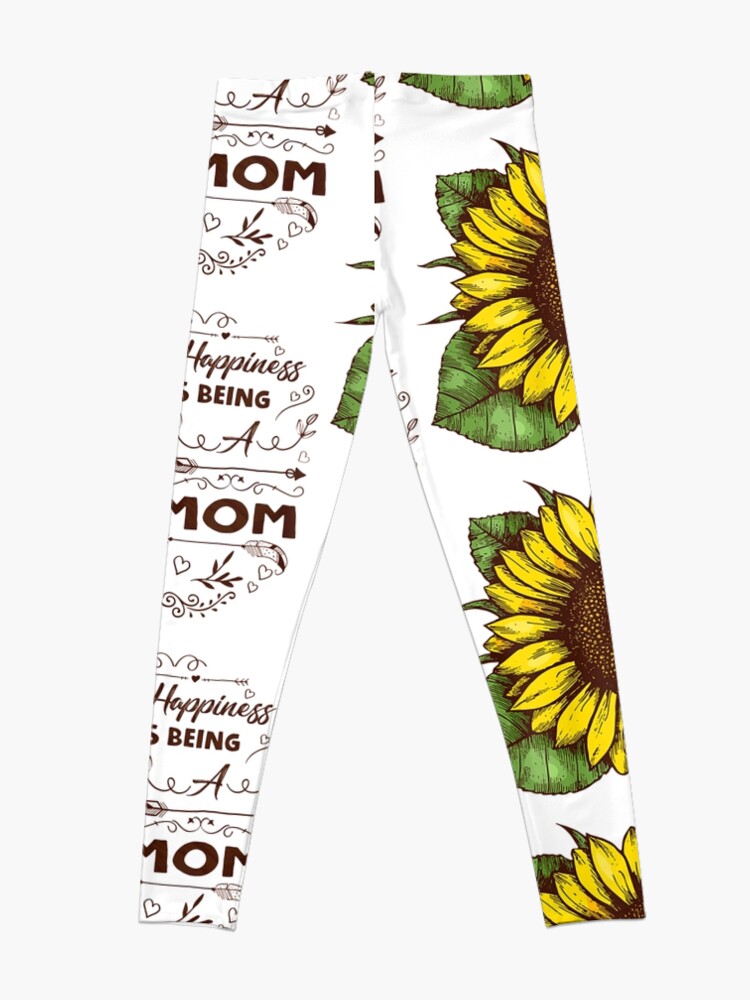 Discover Funny Mom Happiness is Being a Mom Gifts Sunflower  Leggings