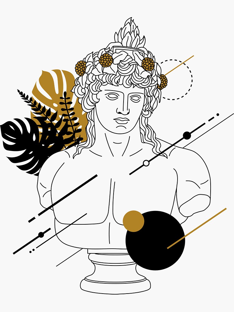Artemis (Diana). Creative Illustration In Geometric And Line Art Style -  Art Illustration - Sticker