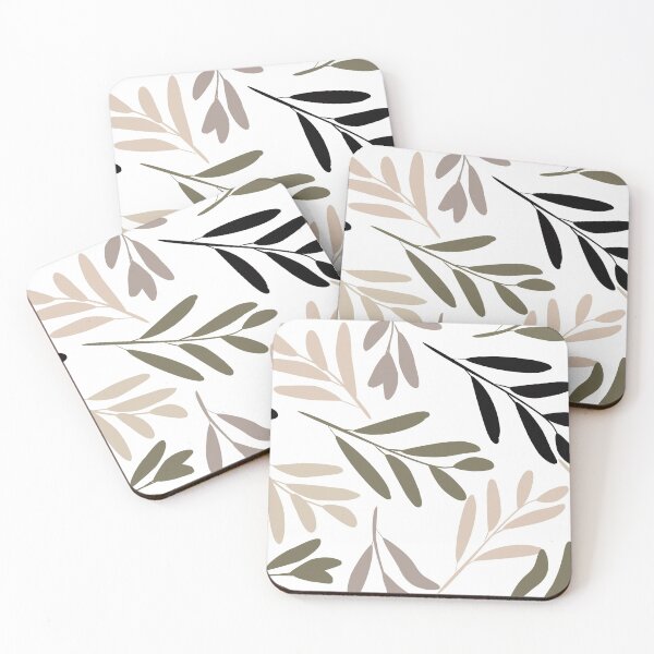 Item preview, Floral Pattern, Botanical Leaves, Blush, Gray, Green, Black designed and sold by meggydesigns.