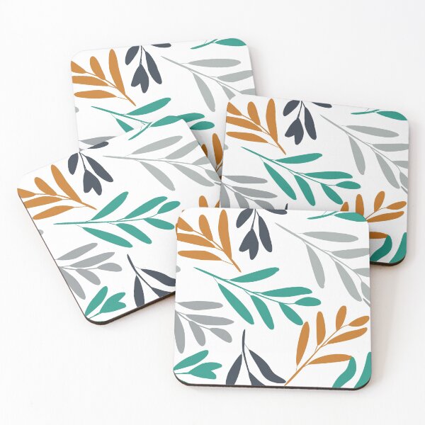 Item preview, Floral Pattern, Botanical Leaves, Gold, Teal, Gray, Navy Blue designed and sold by meggydesigns.