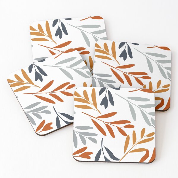 Item preview, Floral Pattern, Botanical Leaves, Terracotta, Gold, Gray, Navy designed and sold by meggydesigns.