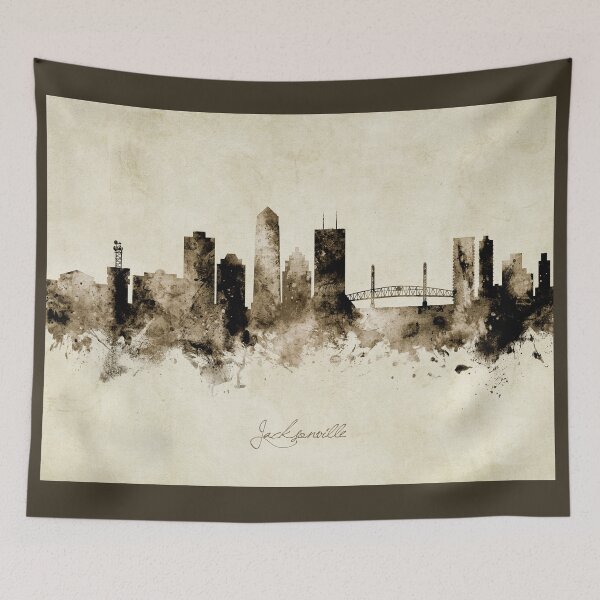 Aperçu de l'œuvre Jacksonville Florida Skyline créée et vendue par ArtPrints.