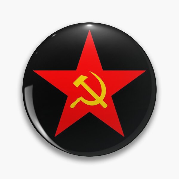Hammer & Sickle. Red Star. Communist Star. Communism. On BLACK. Pin