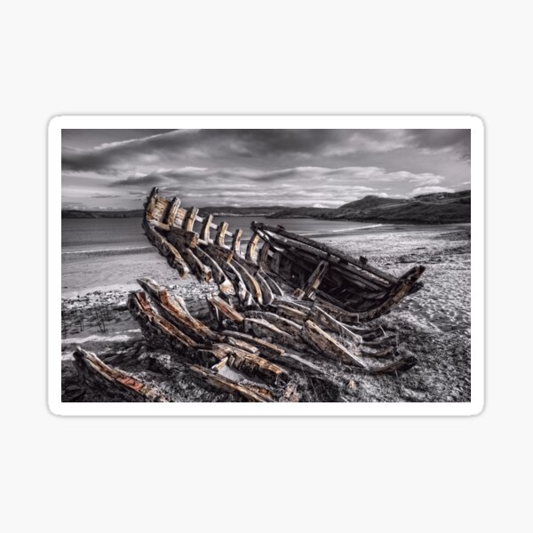 Boat Wreck Talmine Beach Scotland Sticker