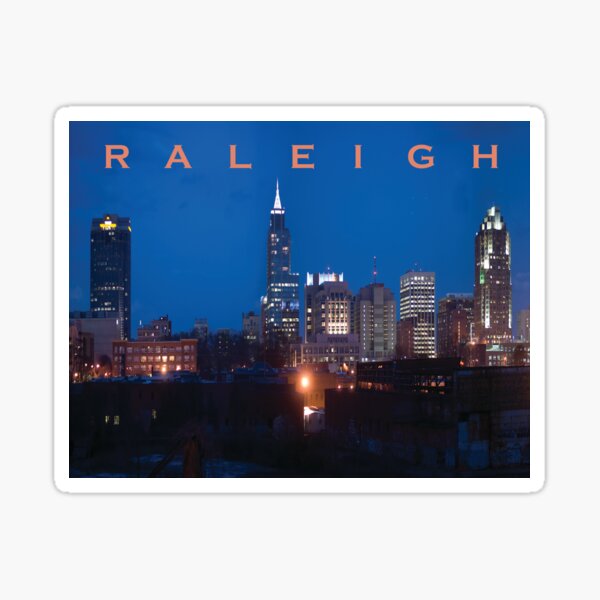 Raleigh NC downtown at night photo Sticker