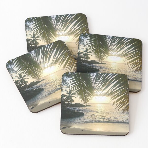 Item preview, Seychelles mahe island beach palm trees paradise print designed and sold by Simply The West Prints.