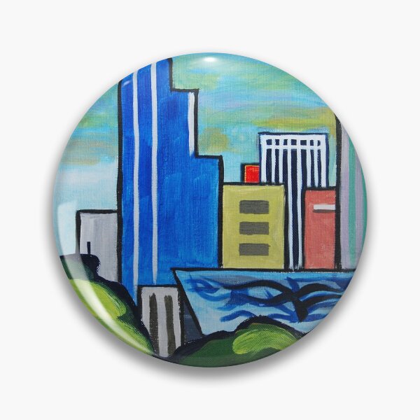Item preview, Raleigh NC downtown skyline minimalist painting designed and sold by Tommy Midyette.