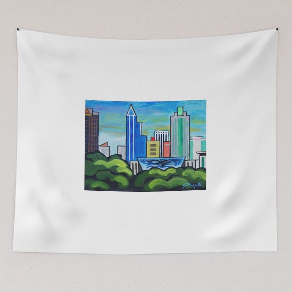 Item preview, Raleigh NC downtown skyline minimalist painting designed and sold by Tommy Midyette.
