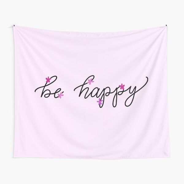 Item preview, Pink "be happy" Script Lettering designed and sold by NikkisPaperCo.