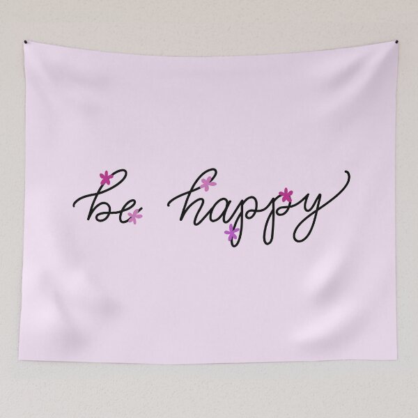 Item preview, Pink "be happy" Script Lettering designed and sold by NikkisPaperCo.