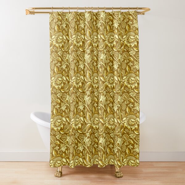 William Morris 2024 Shower&Curtain Sunflowers Vintage English Sunshine Yellow Botanical Print Bathroom Accessory Golden Antique Floral Pattern