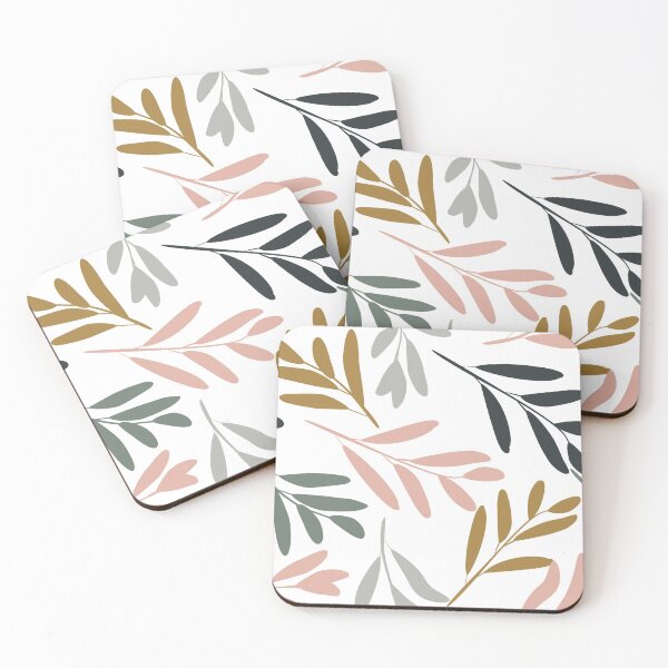 Item preview, Floral Pattern, Botanical Leaves, Blush Pink, Teal, Gold, Navy Blue designed and sold by meggydesigns.