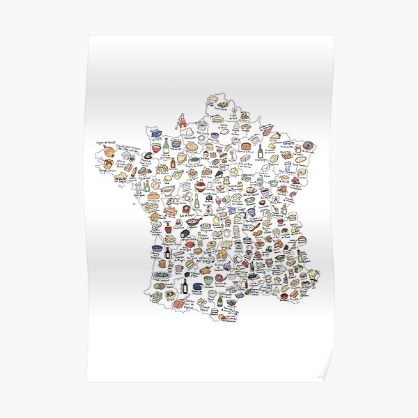 French Food Map Poster