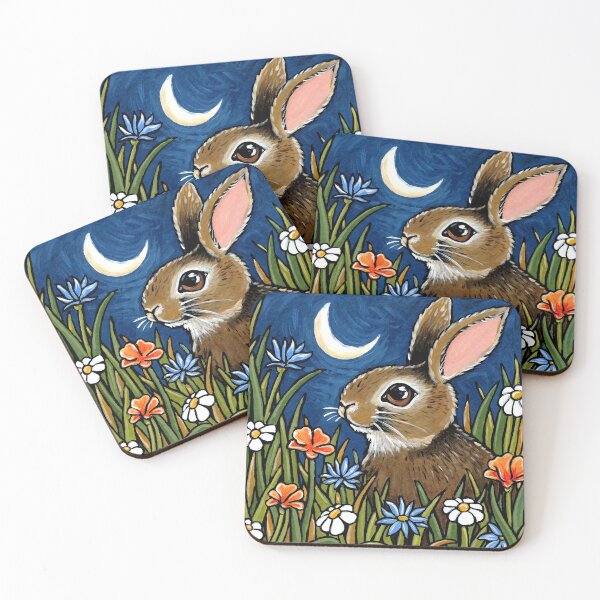 Item preview, Rabbit in a Moonlit Meadow designed and sold by LisaMarieArt & Illustration.