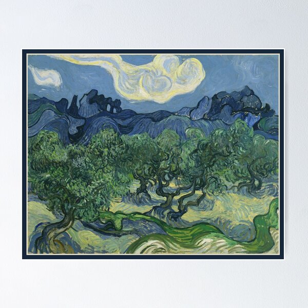 Vista previa del artículo con la obra «Olivos con los Alpilles al fondo (1889) de Van Gogh», diseñado y vendido por knightsydesign.