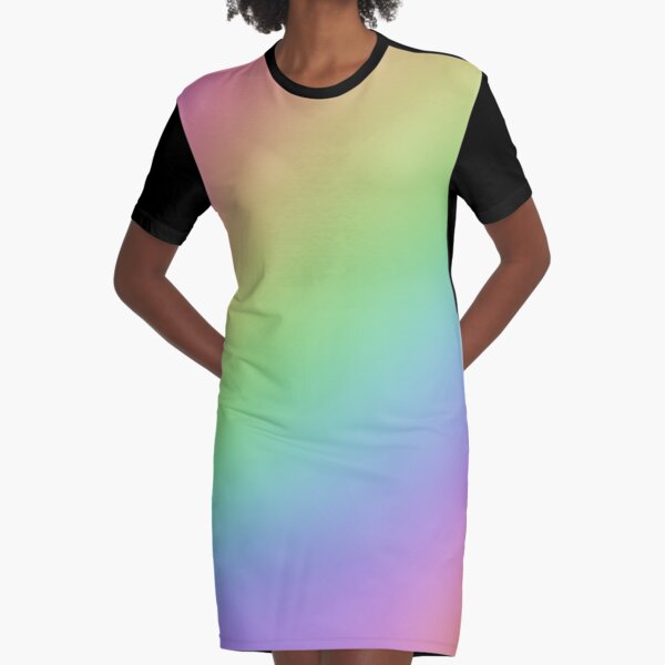 Pastel Rainbow Ombre Graphic T-Shirt Dress
