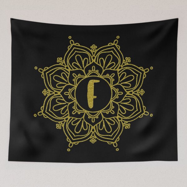 Item preview, Gold Glitter Monogram Mandala Art - Letter F - Black Background designed and sold by MysticMagpie.