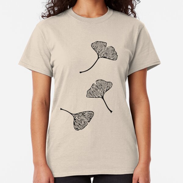Ginkgo Vector Black on Warm Grey Classic T-Shirt