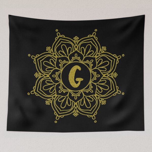 Item preview, Gold Glitter Monogram Mandala Art - Letter G - Black Background designed and sold by MysticMagpie.