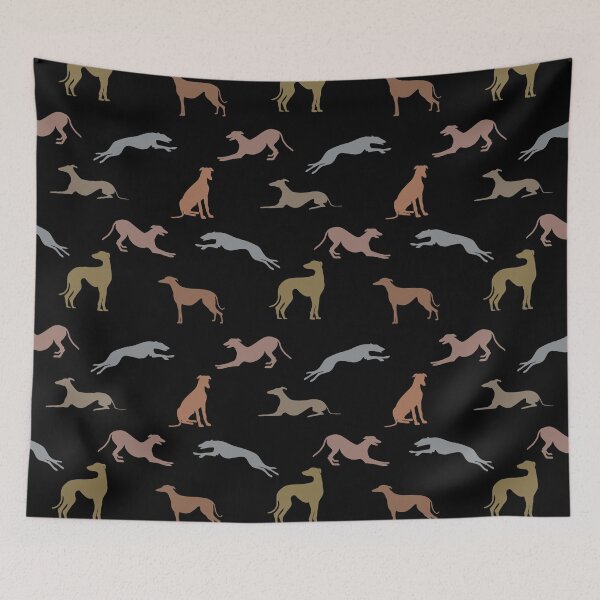 Aperçu de l'œuvre Greyt Greyhound Silhouettes - Nuances métalliques sur noir créée et vendue par GreytGraphicals.