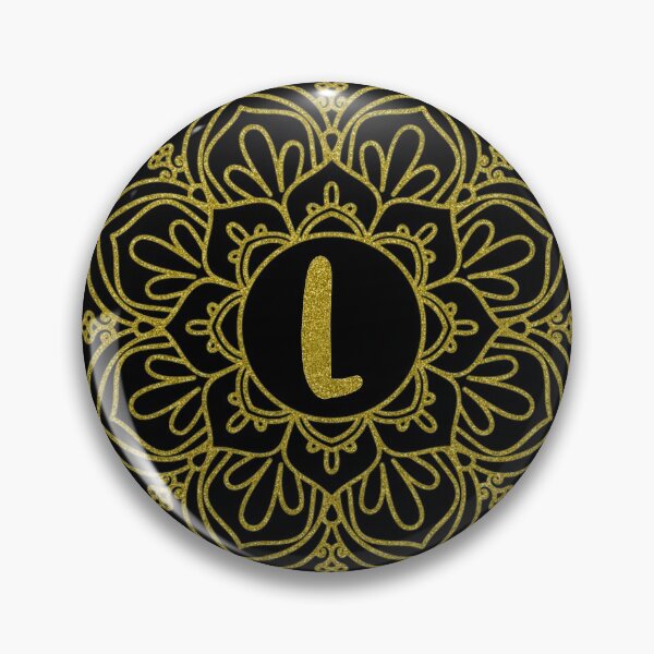 Item preview, Gold Glitter Monogram Mandala Art - Letter L - Black Background designed and sold by MysticMagpie.