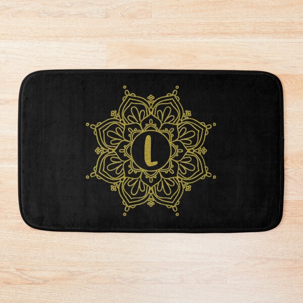 Item preview, Gold Glitter Monogram Mandala Art - Letter L - Black Background designed and sold by MysticMagpie.