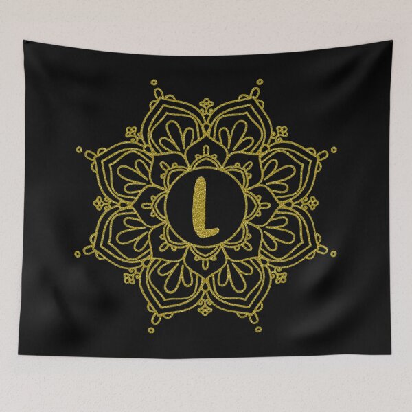 Item preview, Gold Glitter Monogram Mandala Art - Letter L - Black Background designed and sold by MysticMagpie.