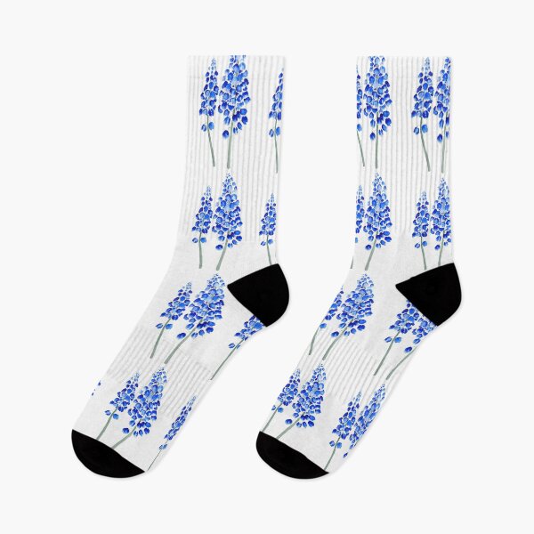 Item preview, hand painted 2 blue abstract grape hyacinth watercolor designed and sold by ColorandColor.