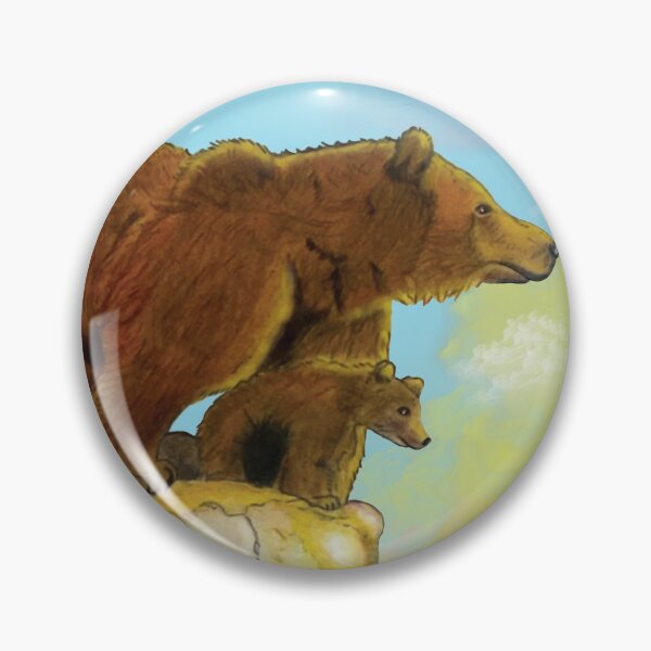 Item preview, Grizzly momma bear and cub standing on a rock looking the forest designed and sold by Brushes with Nature.