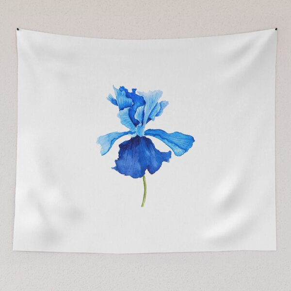 Item preview, hand painted one blue iris watercolor designed and sold by ColorandColor.