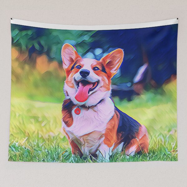 Item preview, Happy Corgi Abstract Painting Design designed and sold by WildMuse44.