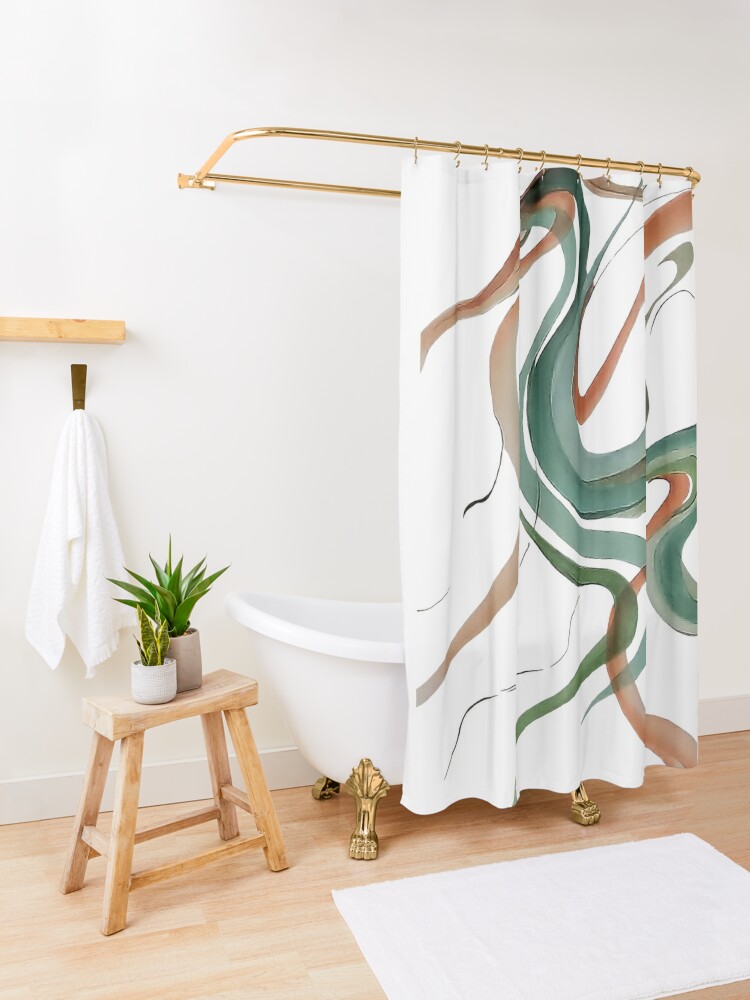 Thumbnail 3 of 5, Shower Curtain, "Plumage" A watercolor of a bird - By Y Paint and Pastels  designed and sold by KidSquidStudios.