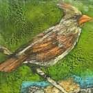Well Traveled (Female Cardinal Perching) by Marcie Wolf-Hubbard