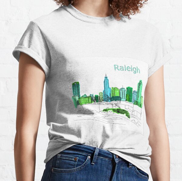 Raleigh NC downtown ink drawing Classic T-Shirt