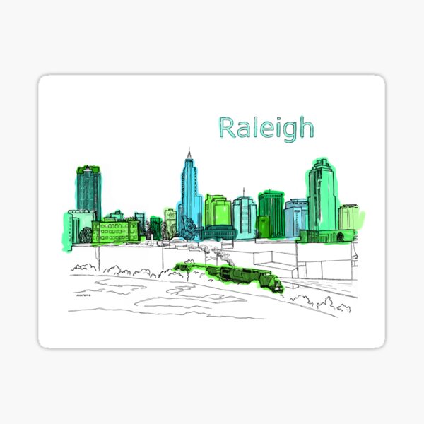 Raleigh NC downtown ink drawing Sticker
