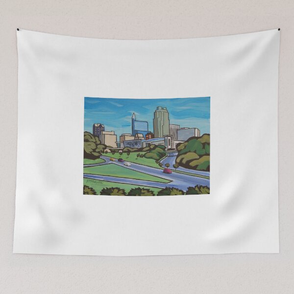 Item preview, Raleigh NC skyline whimsical cartoon designed and sold by Tommy Midyette.