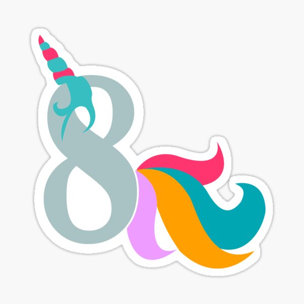 Unicorn 8 Years Old Sticker